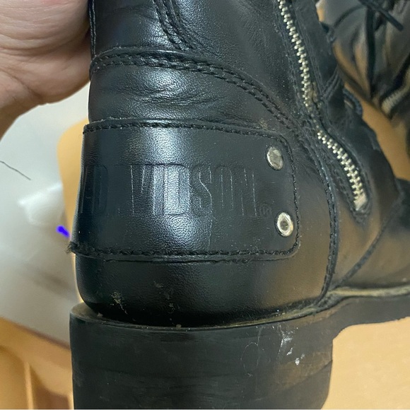 Harley Davidson Womens Black Lace Up Motorcycle Boots - Picture 8 of 13